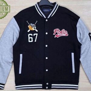 Polo by Ralph Lauren Black and Gray Varsity Jacket